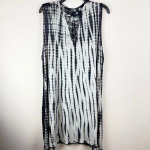 Rue21 Black & White Tie Dye Midi Sleeveless Dress